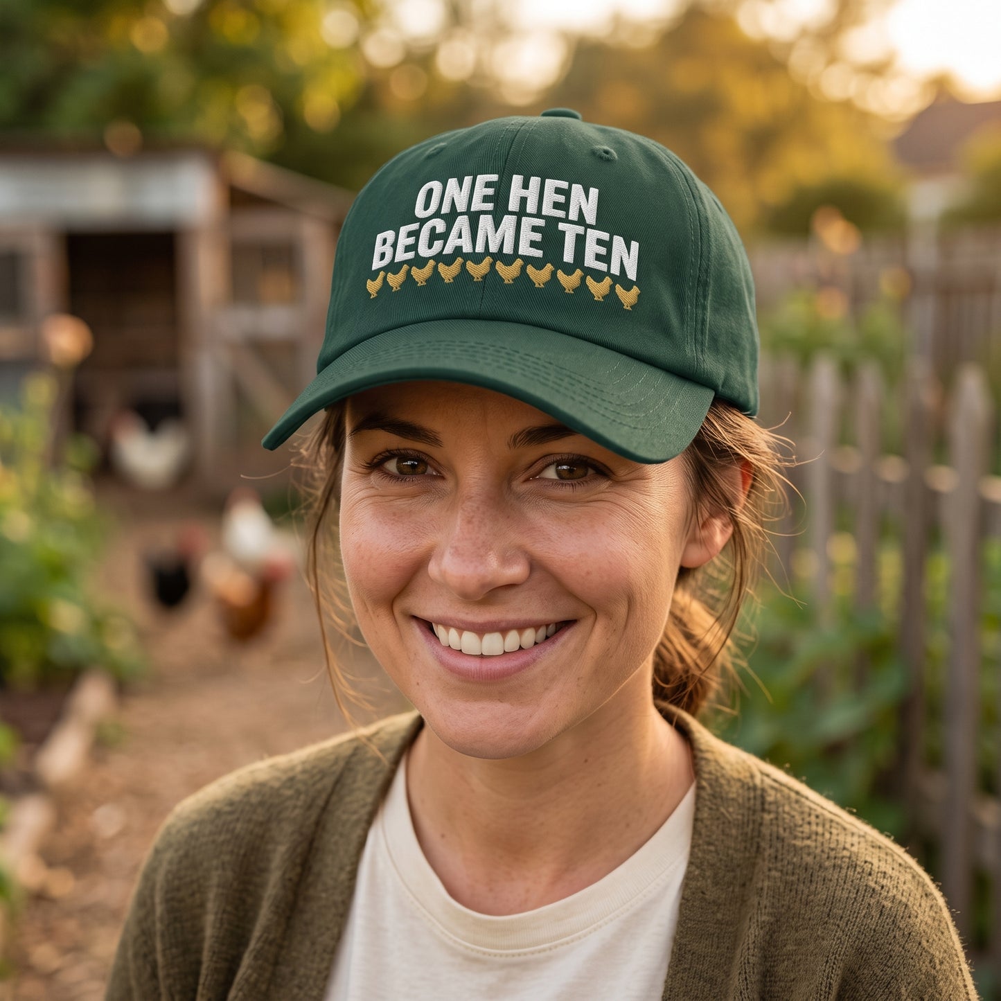 One Hen Became Ten Dad Hat