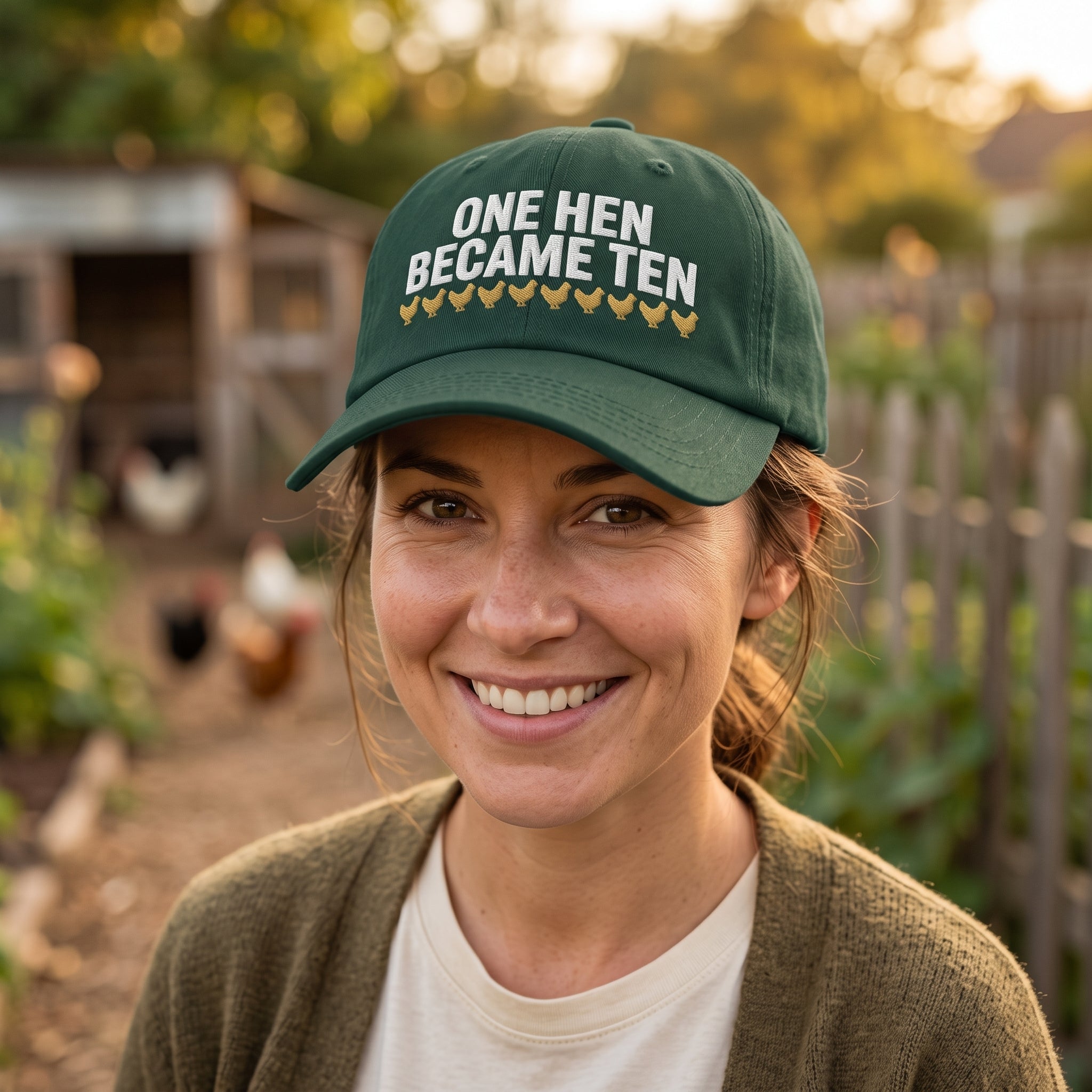 One Hen Became Ten Dad Hat – Funny Chicken Keeper Gift
