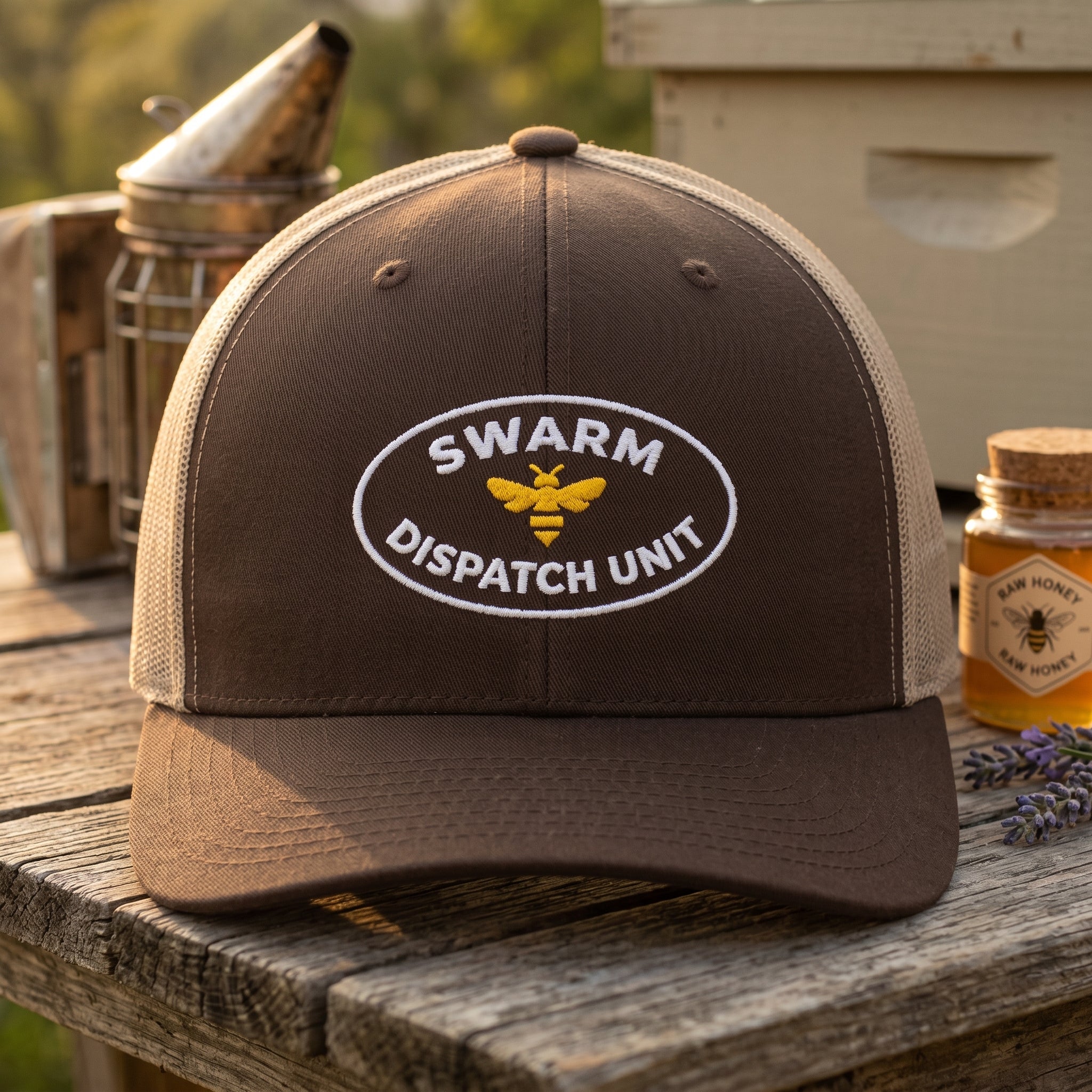 Swarm Dispatch Unit Trucker Hat – Beekeeper Gift