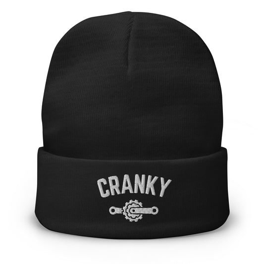 Cranky Embroidered Beanie, Cycling Cap, Funny Bike Hat, Bike Lover Gift, Cycling Gift, Cyclist Clothes, BMX, Mountain Bike Knit Hat
